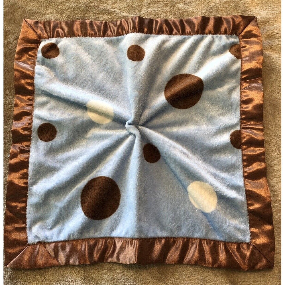 Vitamin Baby Security Blanket Lovey Blue Brown Polka Dot